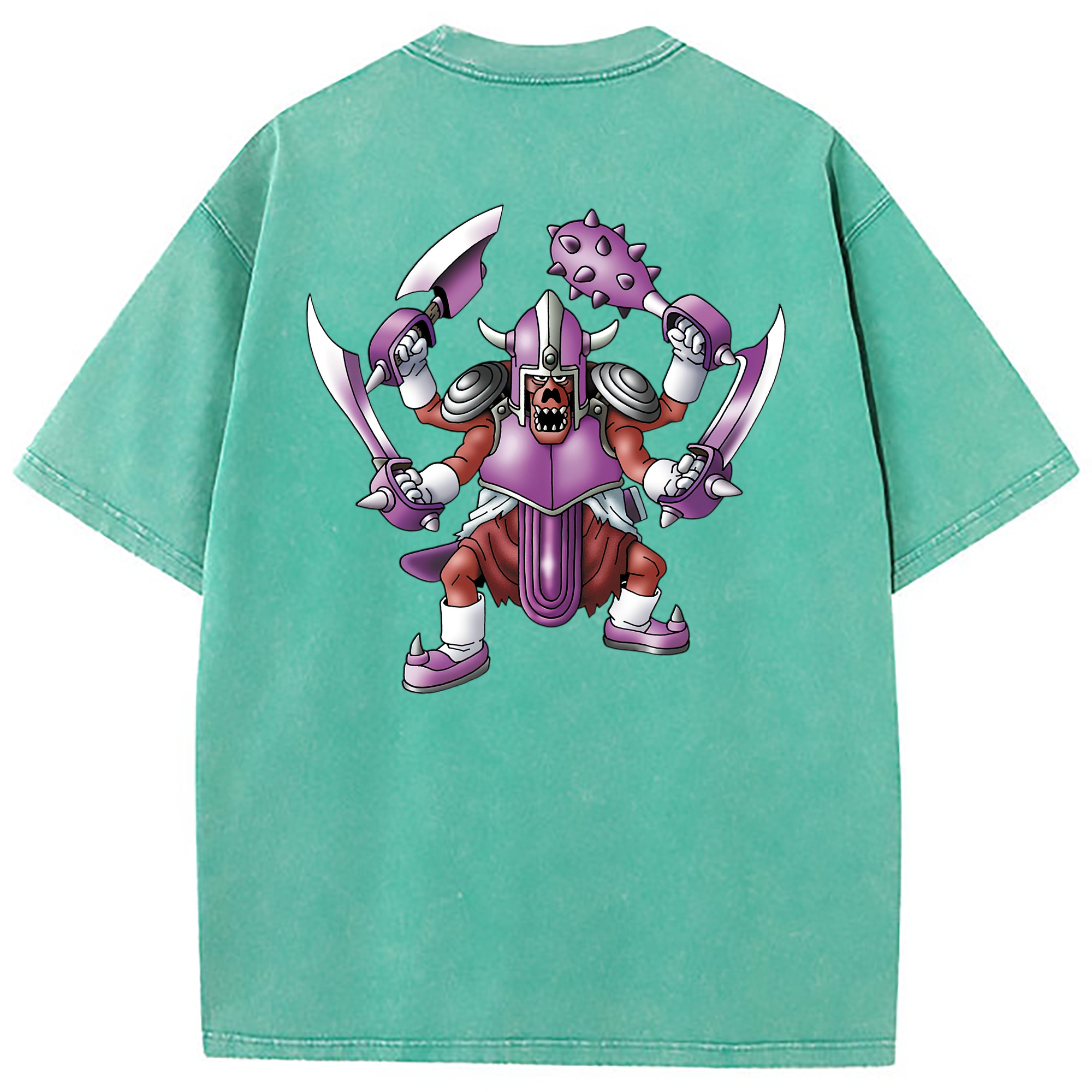 （画像用） ドラゴンクエスト Doragon Kuesuto Dragon Quest 綿100% ヴィンテージ風 半袖Tシャツ（背面プリント）